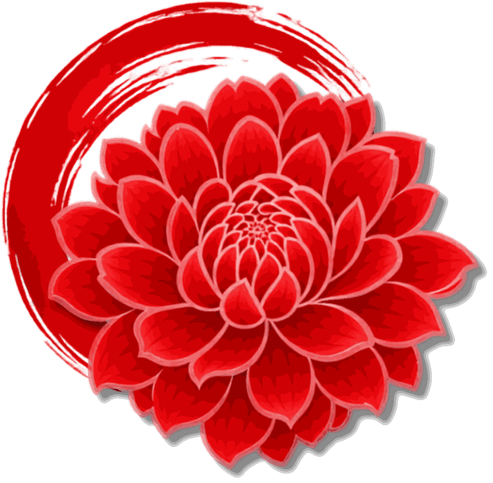 El crisantemo y el ensō juntos, como aparecen en el logo