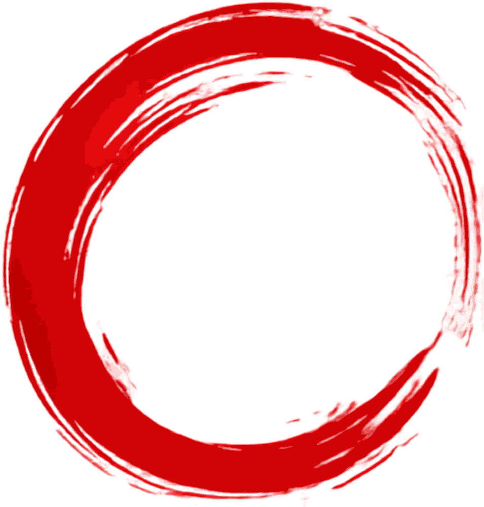 El círculo ensō del logo, trazado de una sola vez y abierto